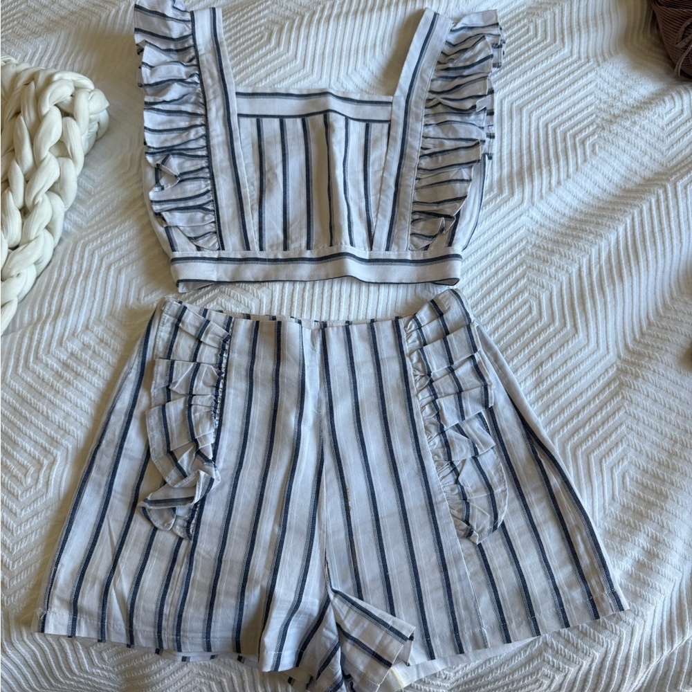 Striped Ruffle Two-Piece Set - Picture 1 of 1